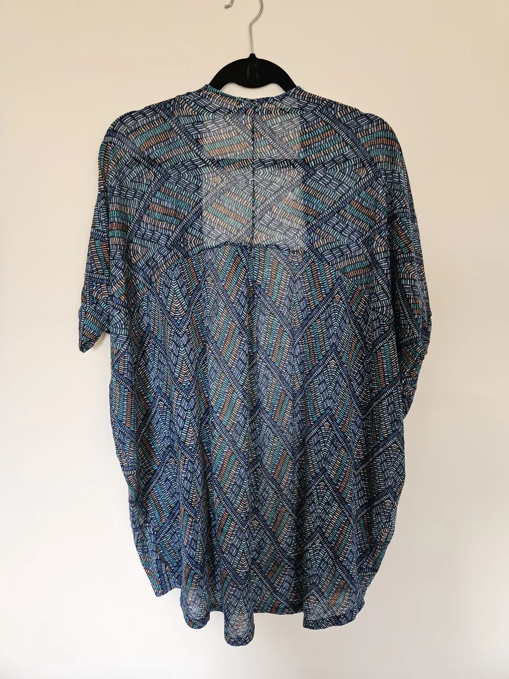 painted threads Blue Patterned Open Front Cardigan - Picture 3 of 3